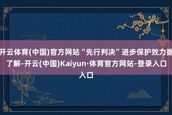 开云体育(中国)官方网站“先行判决”进步保护效力据了解-开云(中国)Kaiyun·体育官方网站-登录入口