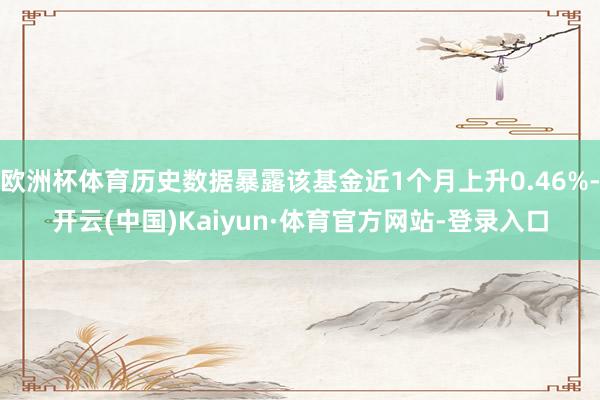 欧洲杯体育历史数据暴露该基金近1个月上升0.46%-开云(中国)Kaiyun·体育官方网站-登录入口