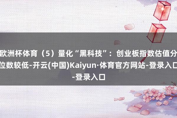 欧洲杯体育（5）量化“黑科技”：创业板指数估值分位数较低-开云(中国)Kaiyun·体育官方网站-登录入口