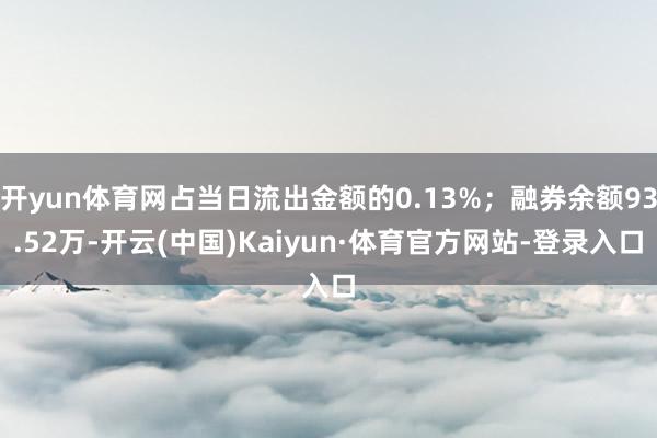 开yun体育网占当日流出金额的0.13%；融券余额93.52万-开云(中国)Kaiyun·体育官方网站-登录入口